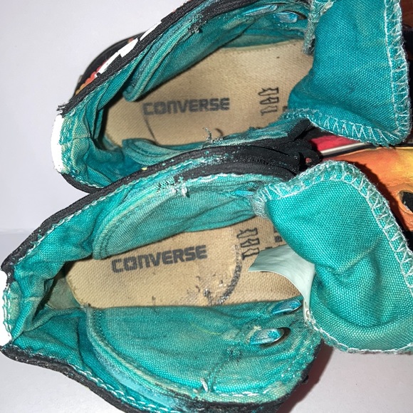 Custom Hand Painted Flame Converse Sneakers SZ 3 kids - Picture 8 of 10